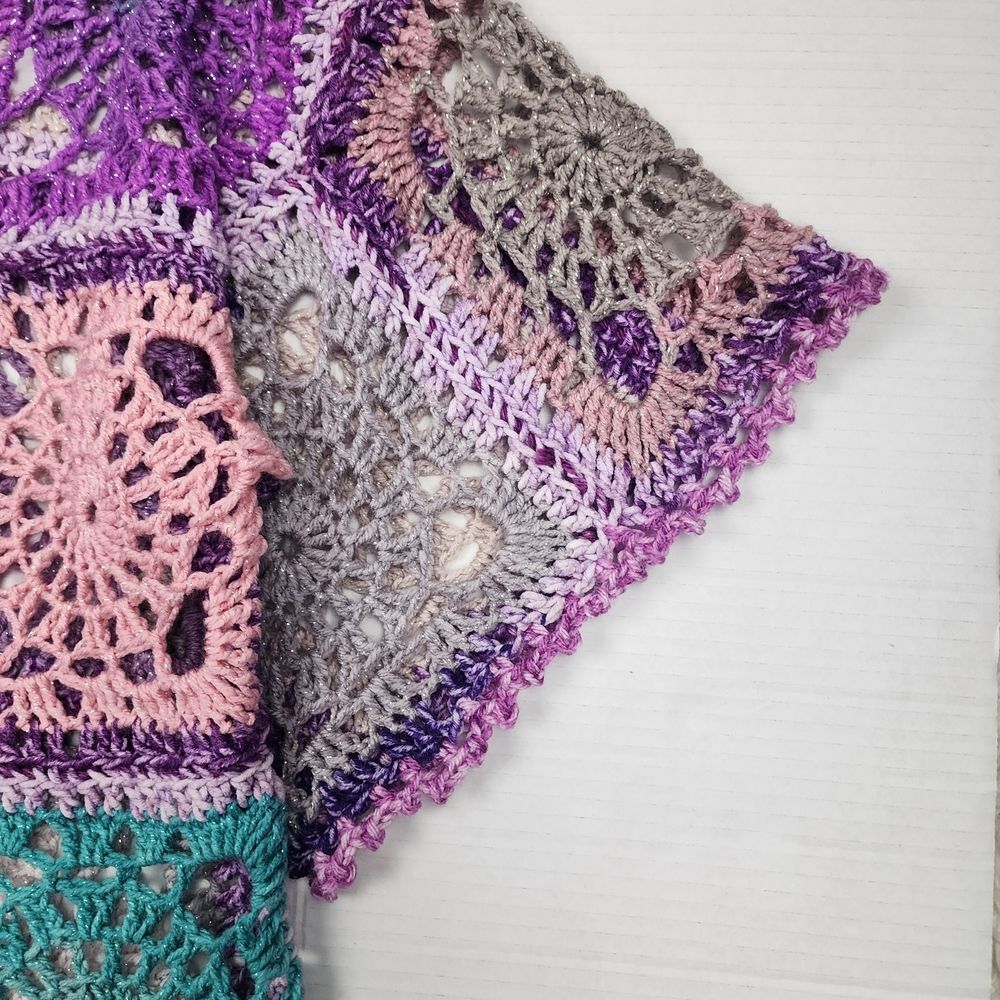 New Handmade Boho Crochet Granny Square Top - Vibrant Patchwork Festival Blouse - Picture 10 of 16